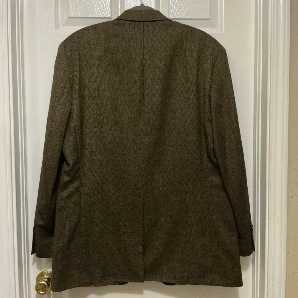Lauren Ralph Lauren Men Sport Coat Jacket 44L Lambs‎ Wool Brown Herringbone